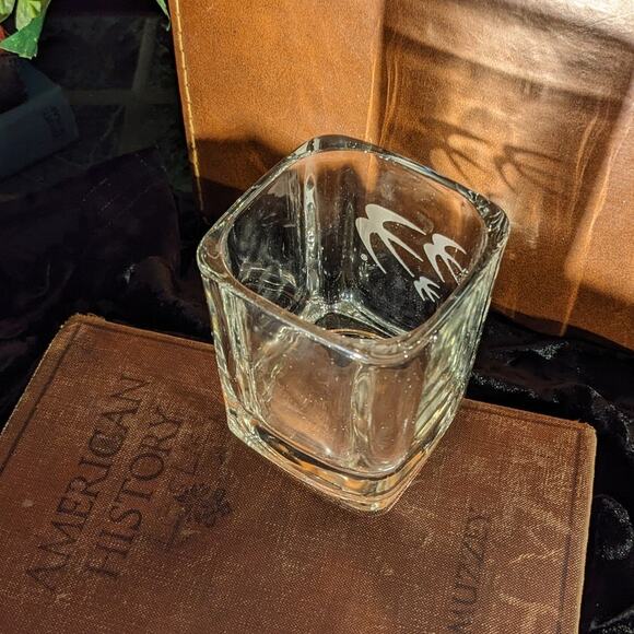 Vintage Ozark Airlines Etched Logo Square Lowball Rocks Glasses Pair First Class - Picture 3 of 10